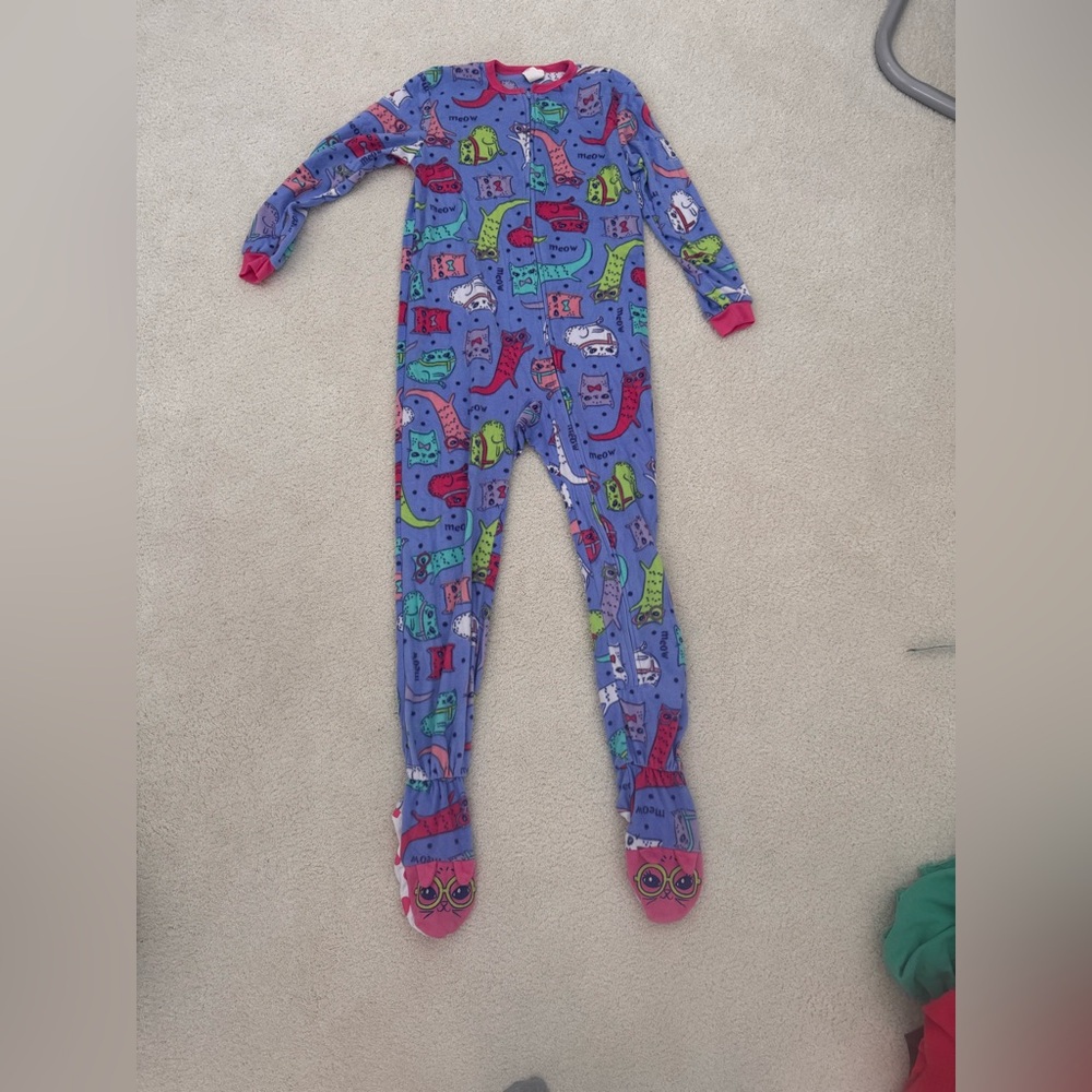 Circo Blue and pink Cat Print Kids Footie